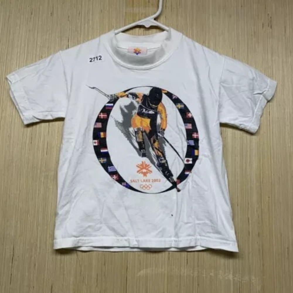Vintage Sale Lake Shirt Youth Small White Short Sleeve Olympics Boys 2002 Y2K